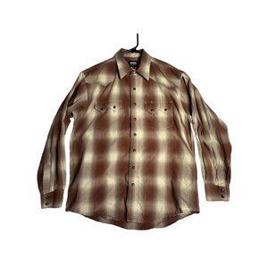 Resistol Rodeo Gear Western Pearl Snap Plaid Button Down Shirt Mens Medium